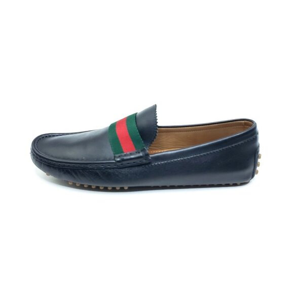 Gucci Web Driver Loafer Black Leather Green Red Stripe Slip On Mens US 10 - Picture 9 of 11